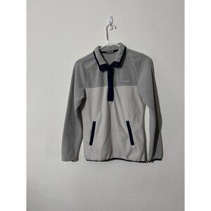 Columbia Womens Pullover Fleece Sweatshirt XS Gray Cream Half Snap Cozy Jacket
